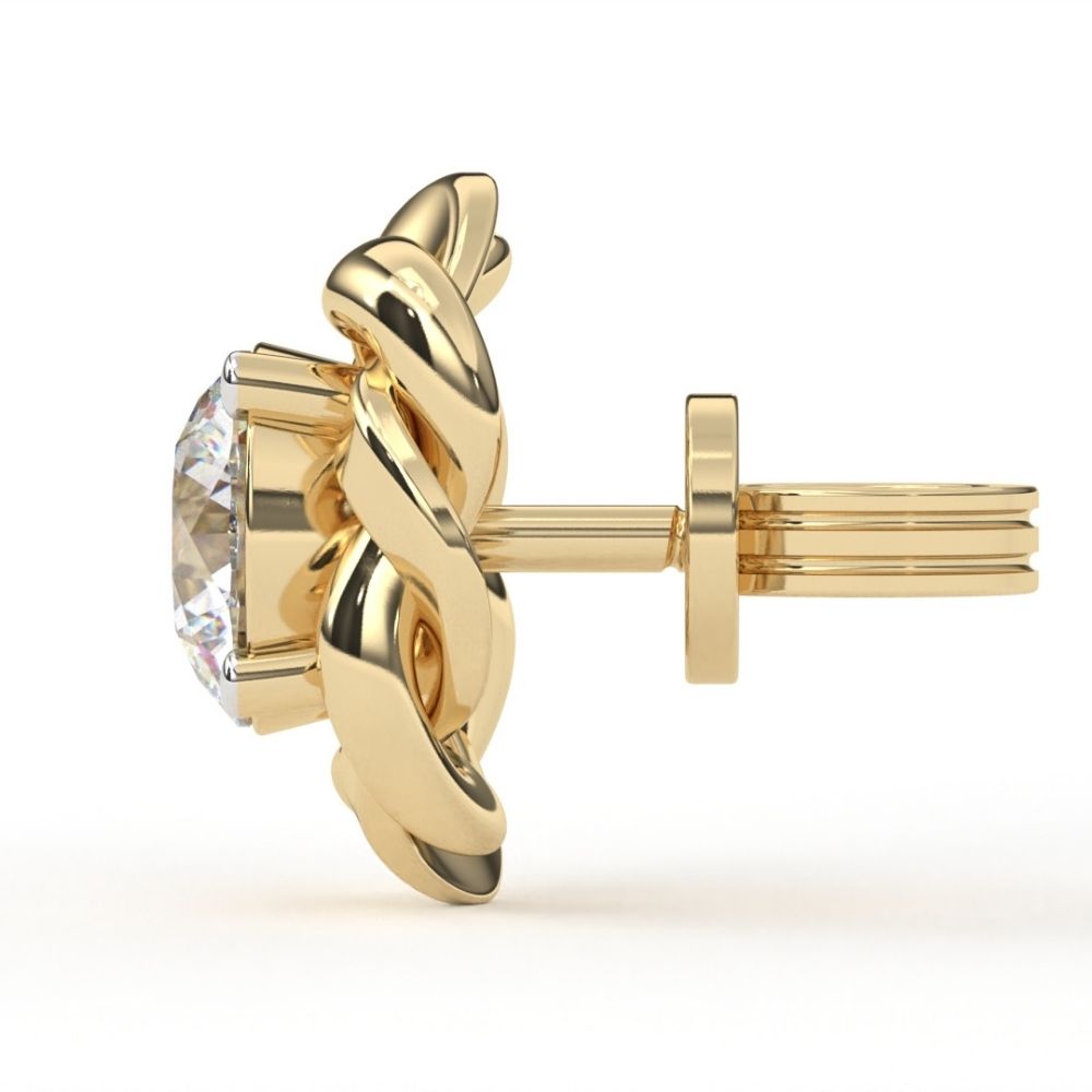 Rose-Style Round Lab Grown Diamond Earrings 0.93 CTW in 10K 14K 18K White Yellow Rose Gold