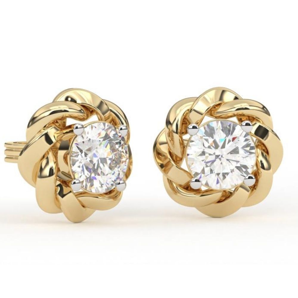 Rose-Style Round Lab Grown Diamond Earrings 0.93 CTW in 10K 14K 18K White Yellow Rose Gold