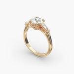 Load image into Gallery viewer, 10K Gold Round With Tapered Baguette Diamond Engagement Ring

