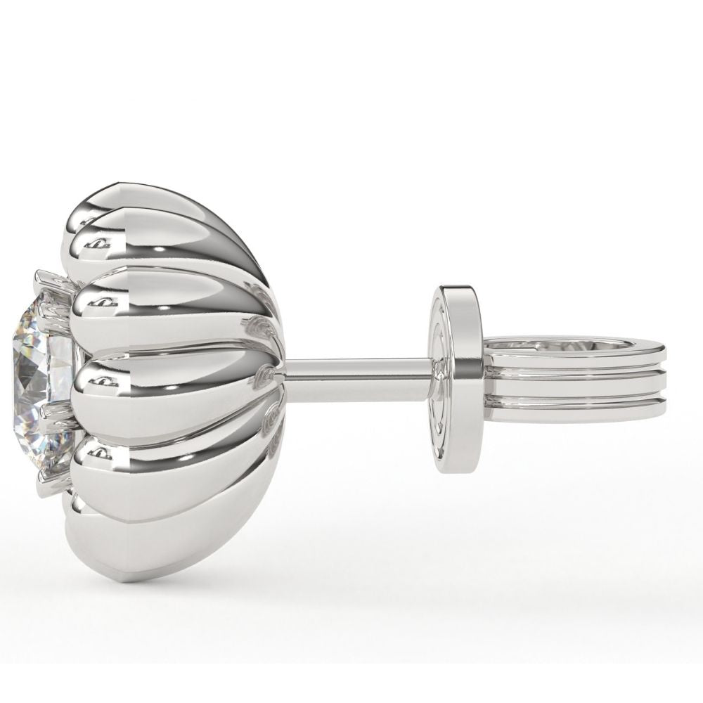 Flower Lab Grown Diamond Earrings 0.93 CTW in 10K 14K 18K White Yellow Rose Gold