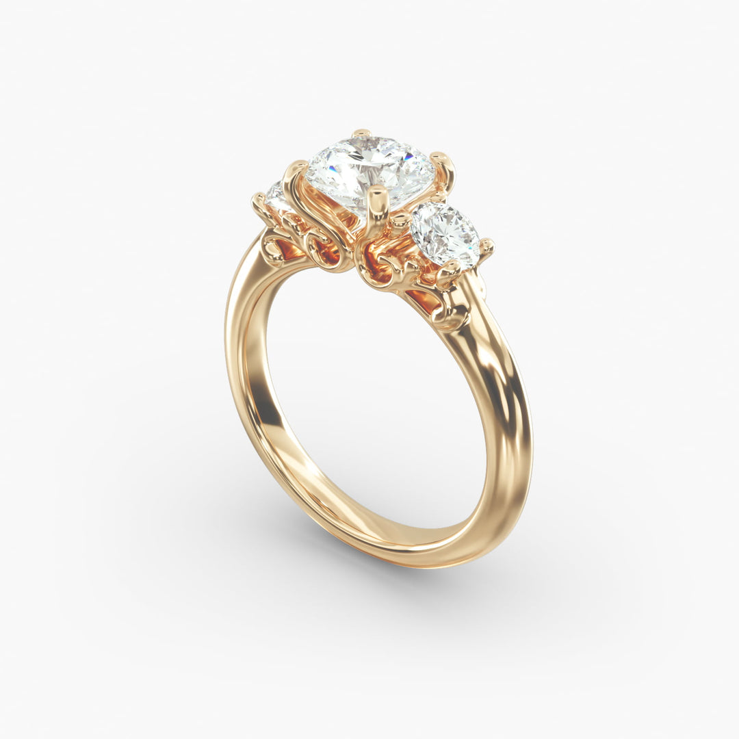 14k Gold Perfect Round Brilliant Cut Solitaire Diamond Engagement Ring