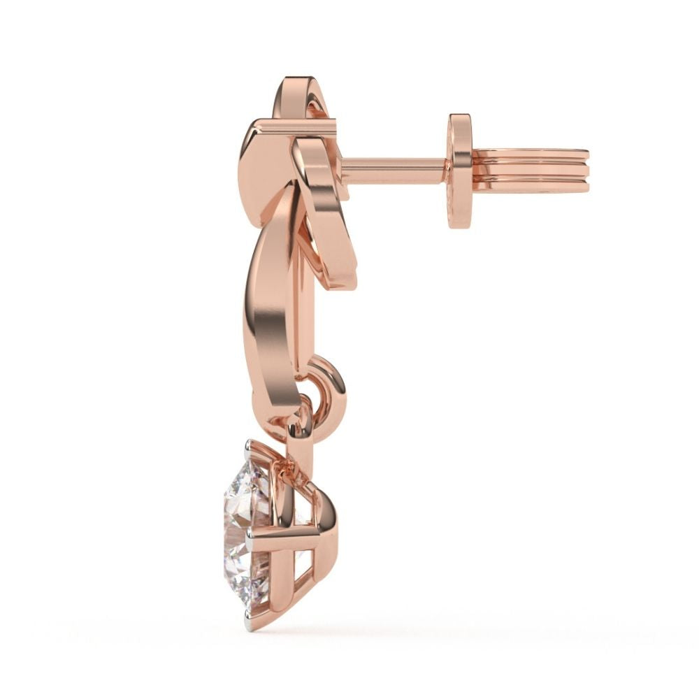 Round Lab Grown Diamond Drop Earrings 0.50 CTW in 10K 14K 18K White Yellow Rose Gold