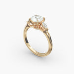Load image into Gallery viewer, 14K Gold Round With Marquise Shape Three Stone Ring
