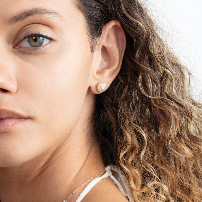 Full-Circle Pavé Lab-Grown Diamond Earrings 0.53 CTW – 36 Stones | Milgrain Detailing | 10K, 14K, 18K Gold | IGI Certified