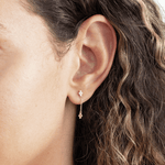 Load image into Gallery viewer, Bezel-Set Round Lab-Grown Diamond Long Dangle Earrings 0.13 CTW – 16 Stones | 10K, 14K, 18K Gold | IGI Certified