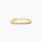 Round Diamond Band Ring – Dainty Stacking Ring with 13 Lab Grown Diamonds
