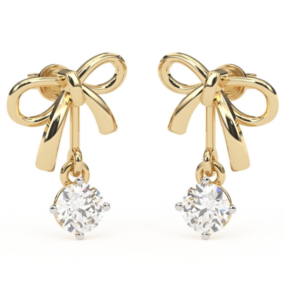 Round Lab Grown Diamond Drop Earrings 0.50 CTW in 10K 14K 18K White Yellow Rose Gold