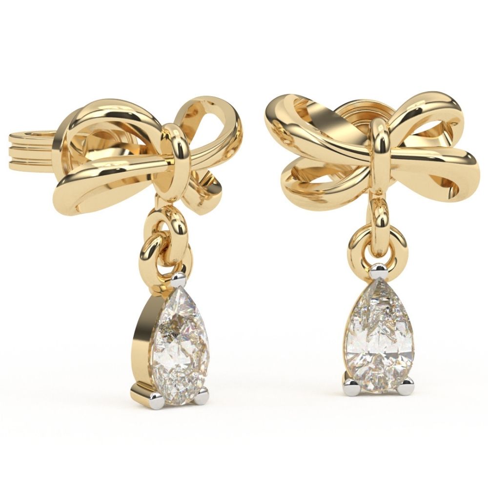 Pear Lab Grown Diamond Drop Earrings 0.59 CTW in 10K 14K 18K White Yellow Rose Gold