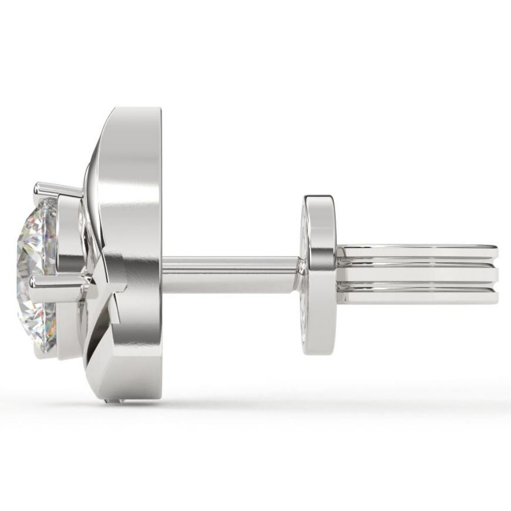 Triangle-Style Round Lab Grown Diamond Earrings 0.94 CTW in 10K 14K 18K White Yellow Rose Gold