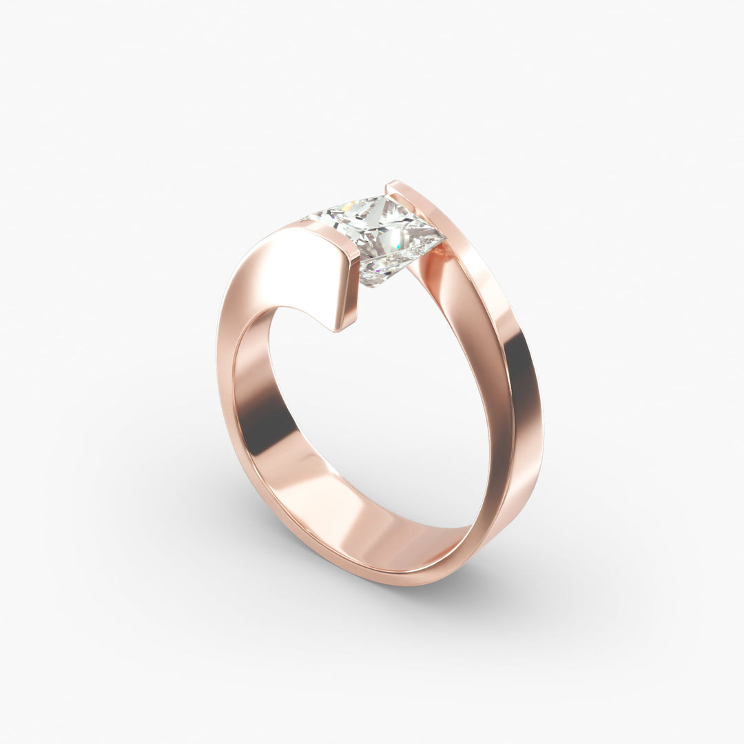 Princess Cut Tension Set Lab-Grown Diamond Ring | 0.50–5.00 Carat | IGI Certified | Yellow, White, Rose Gold
