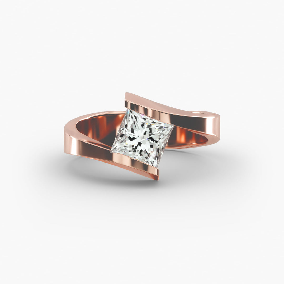 Princess Cut Tension Set Lab-Grown Diamond Ring | 0.50–5.00 Carat | IGI Certified | Yellow, White, Rose Gold