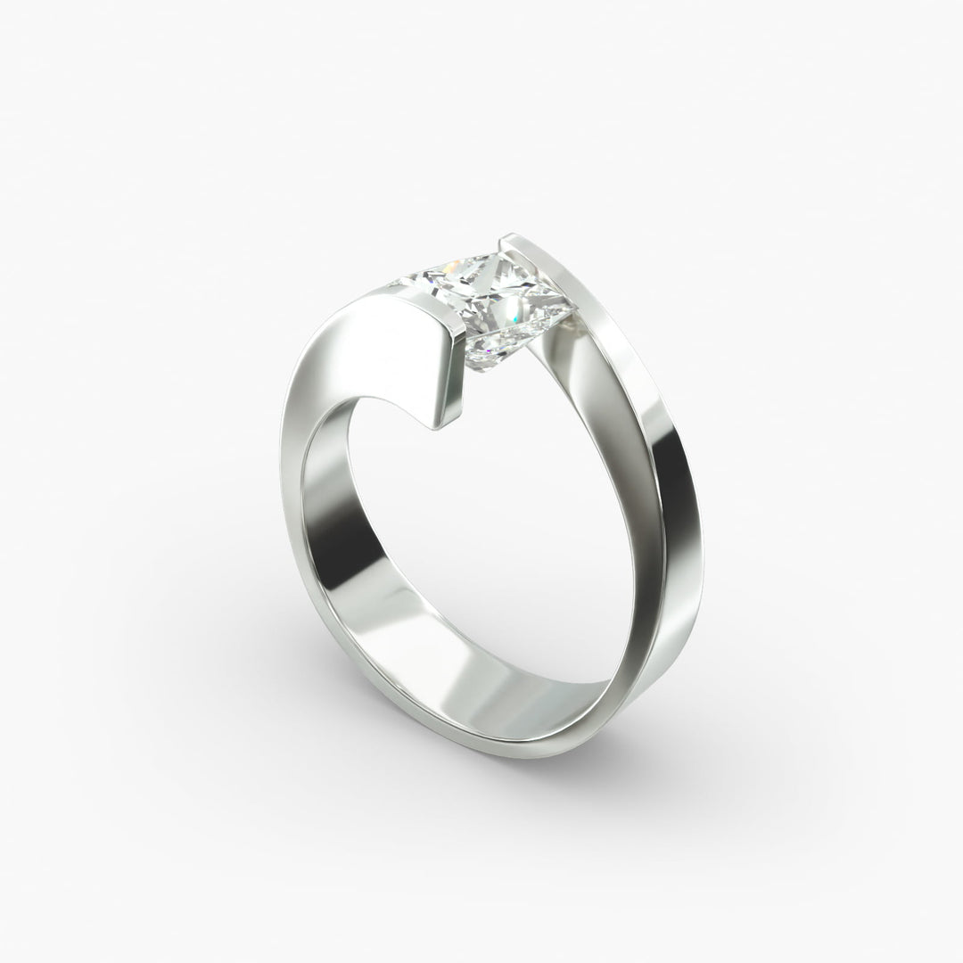 Princess Cut Tension Set Lab-Grown Diamond Ring | 0.50–5.00 Carat | IGI Certified | Yellow, White, Rose Gold