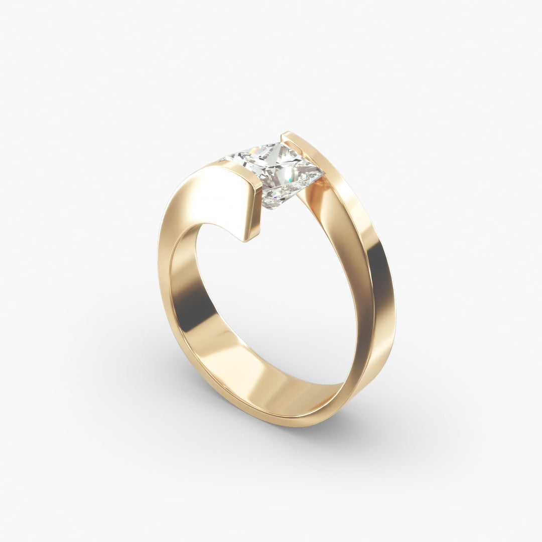 Princess Cut Tension Set Lab-Grown Diamond Ring | 0.50–5.00 Carat | IGI Certified | Yellow, White, Rose Gold
