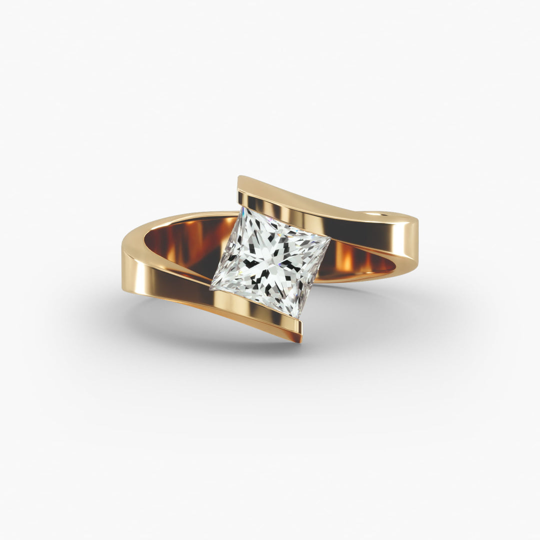 Princess Cut Tension Set Lab-Grown Diamond Ring | 0.50–5.00 Carat | IGI Certified | Yellow, White, Rose Gold
