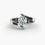 Load image into Gallery viewer, Round Brilliant Lab-Grown Diamond Tension Setting Ring – Modern Minimalist Style | IGI Certified | 10K/14K/18K Gold
