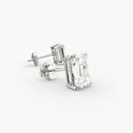 Load image into Gallery viewer, Four-Prong Emerald Cut Lab Grown Diamond Stud Earrings in IGI Certified
