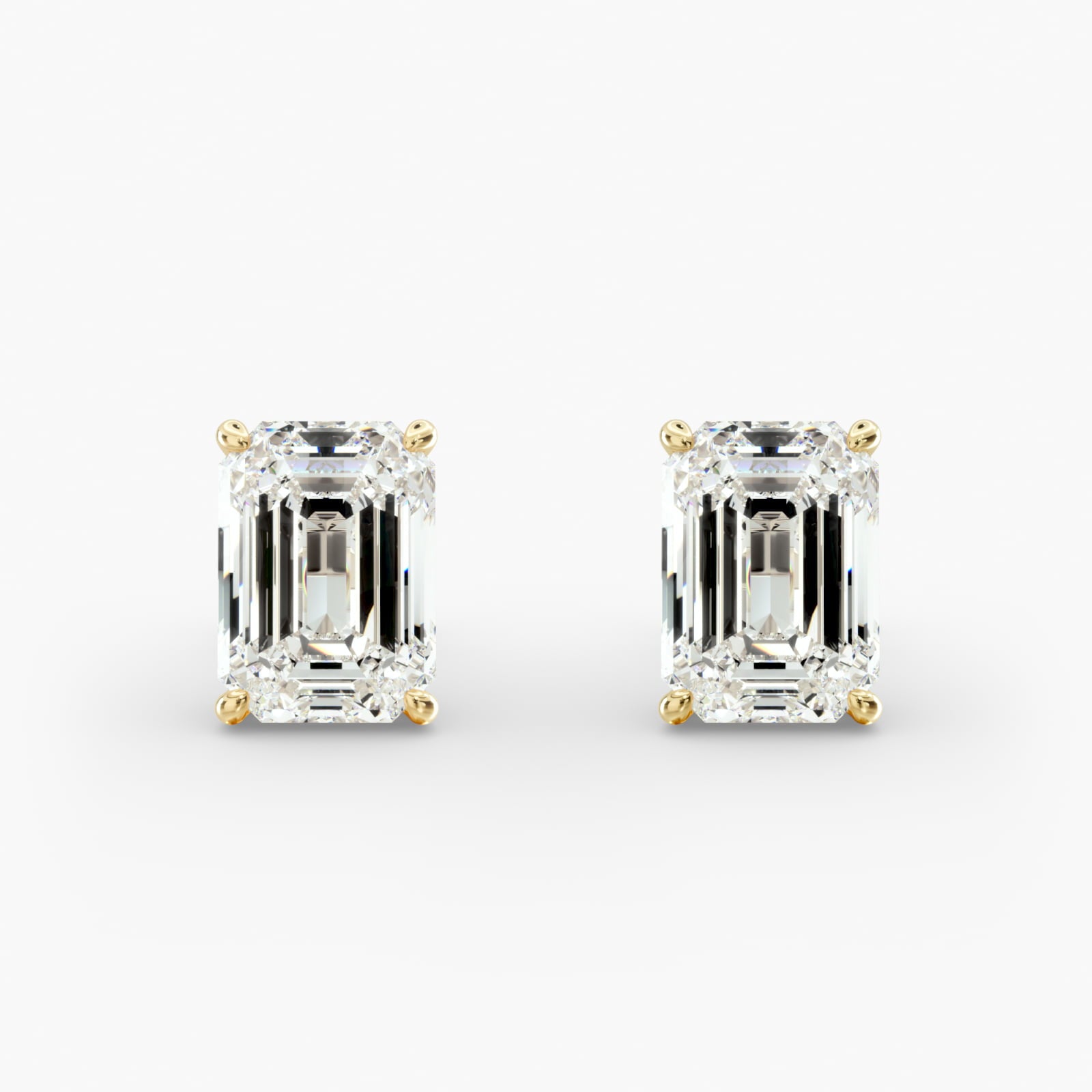 Four-Prong Emerald Cut Lab Grown Diamond Stud Earrings in IGI Certified