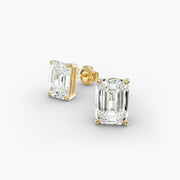 Four-Prong Emerald Cut Lab Grown Diamond Stud Earrings in IGI Certified