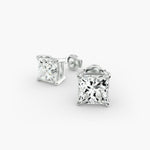 Load image into Gallery viewer, Four-Prong Princess Cut Lab Grown Diamond Stud Earrings

