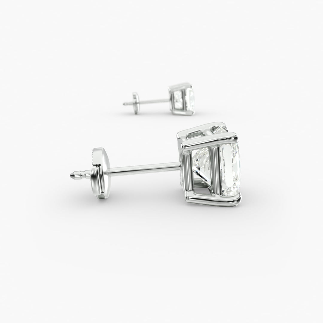Four-Prong Princess Cut Lab Grown Diamond Stud Earrings