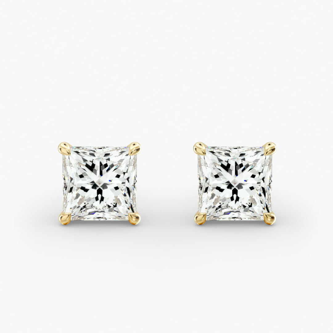 Four-Prong Princess Cut Lab Grown Diamond Stud Earrings
