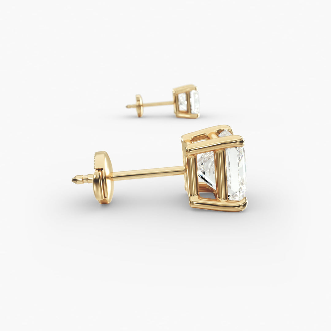 Four-Prong Princess Cut Lab Grown Diamond Stud Earrings