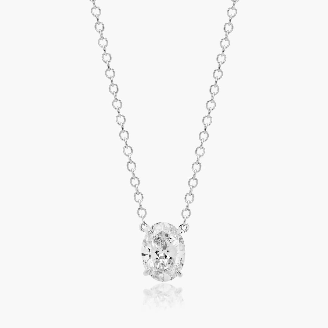 Oval Shape Diamond Solitaire Pendant (0.25 to 3.00 CTW - E-F / VVS-VS)