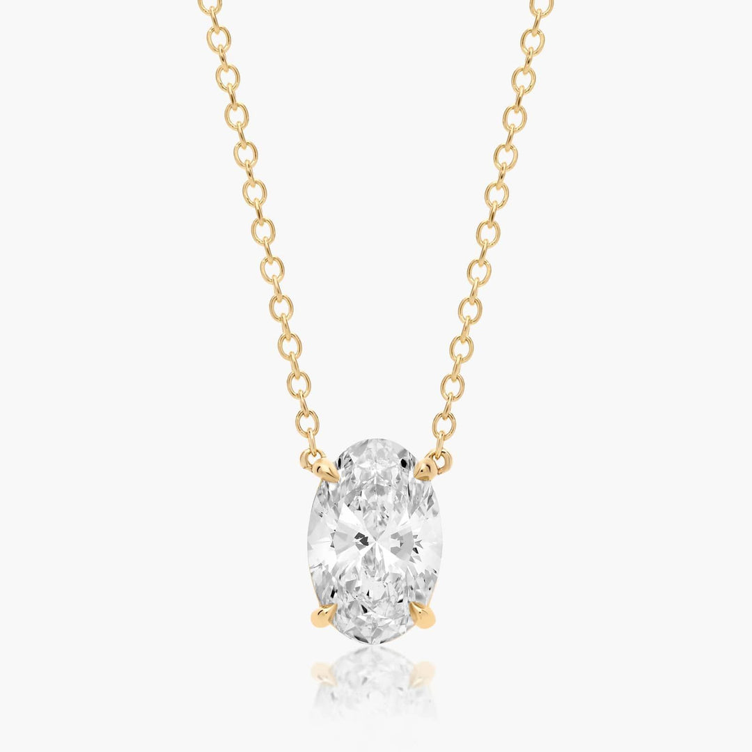 Oval Shape Diamond Solitaire Pendant (0.25 to 3.00 CTW - E-F / VVS-VS)