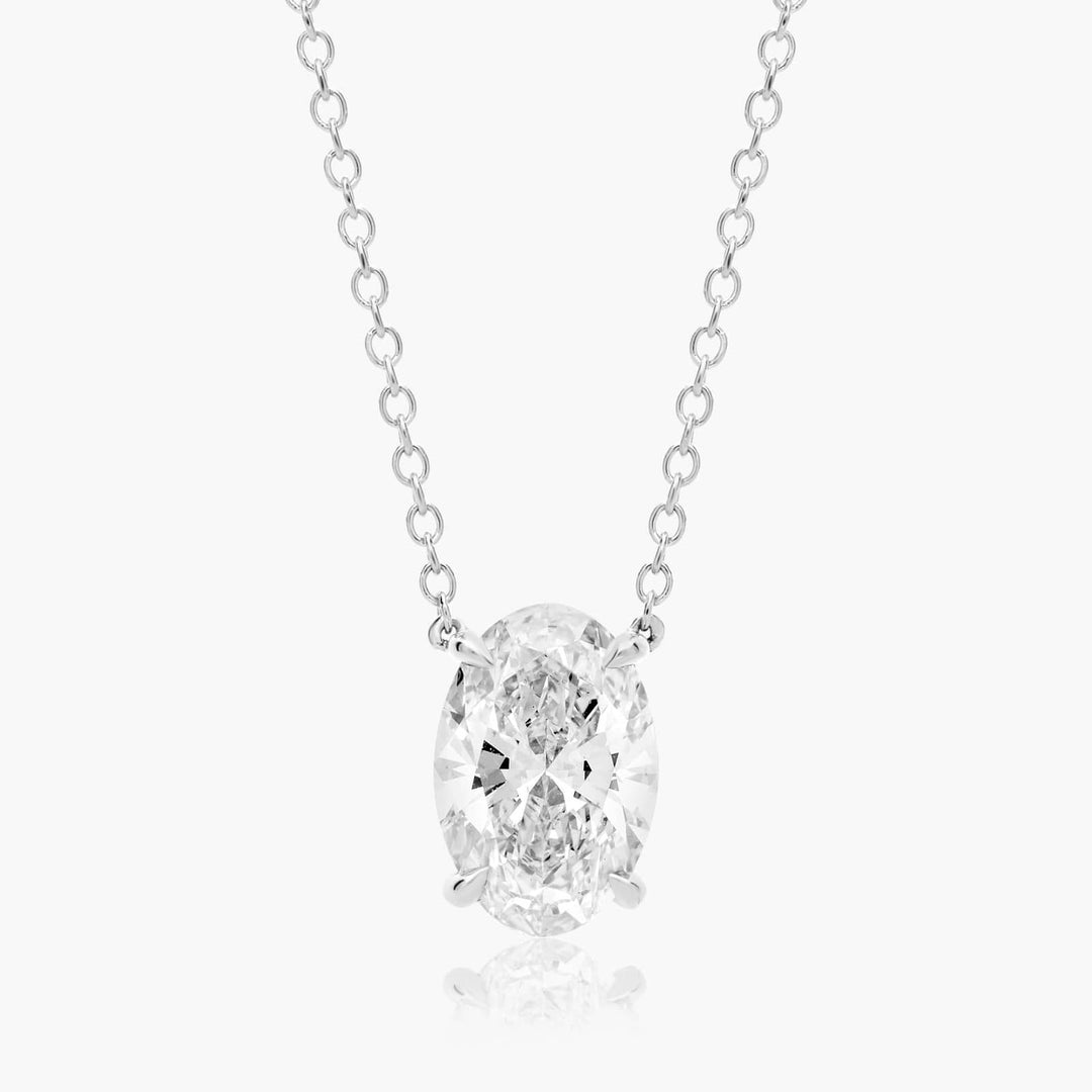 Oval Shape Diamond Solitaire Pendant (0.25 to 3.00 CTW - E-F / VVS-VS)