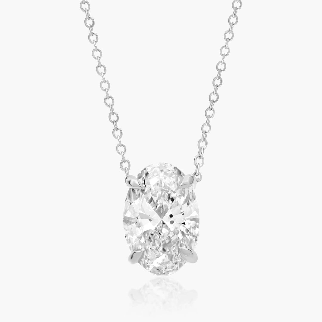 Oval Shape Diamond Solitaire Pendant (0.25 to 3.00 CTW - E-F / VVS-VS)
