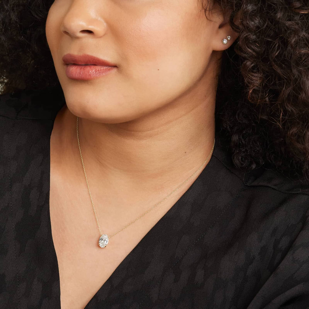 Oval Shape Diamond Solitaire Pendant (0.25 to 3.00 CTW - E-F / VVS-VS)