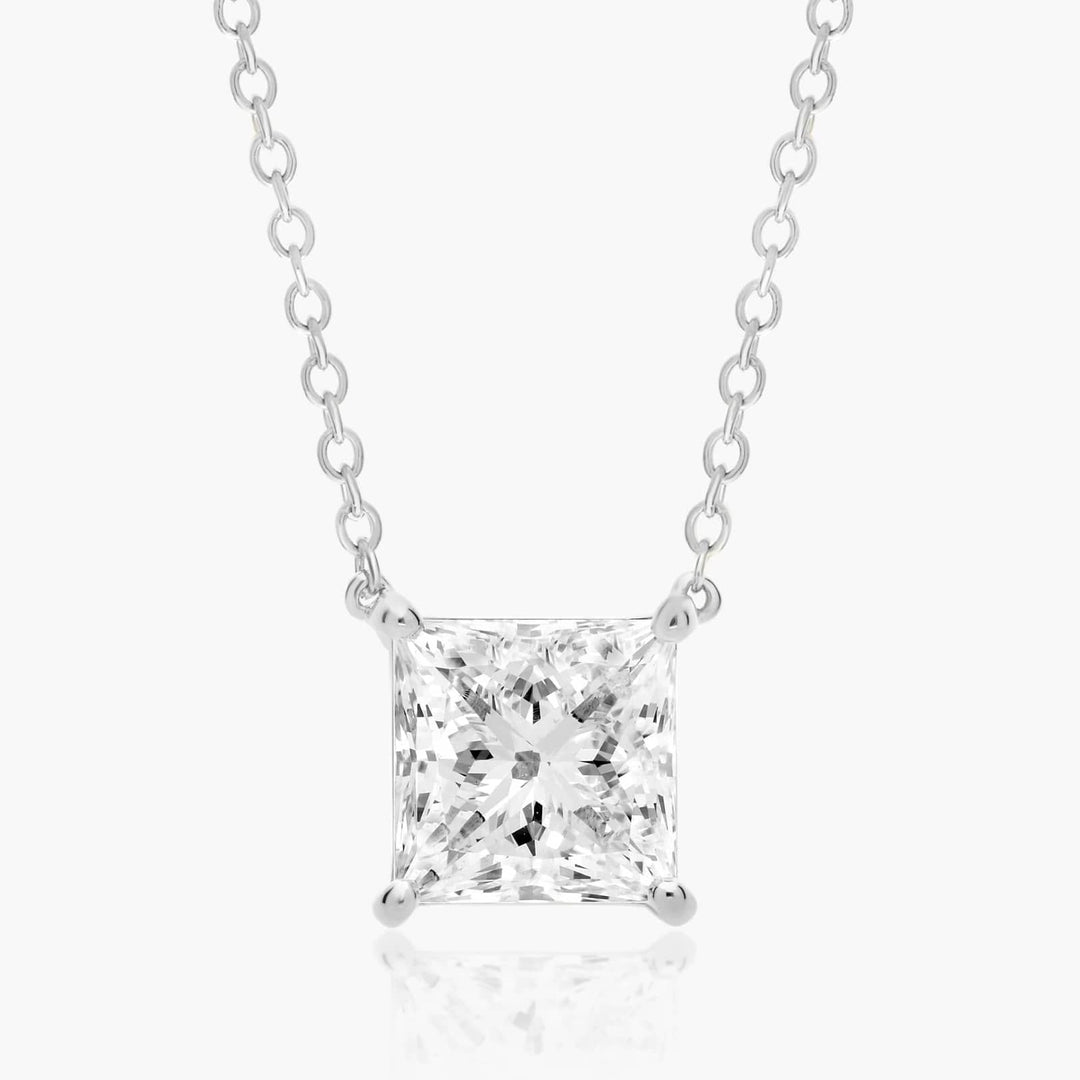 Princess Cut Lab-Grown Diamond Solitaire Pendant (0.25 to 3.00 CTW - E-F / VVS-VS)