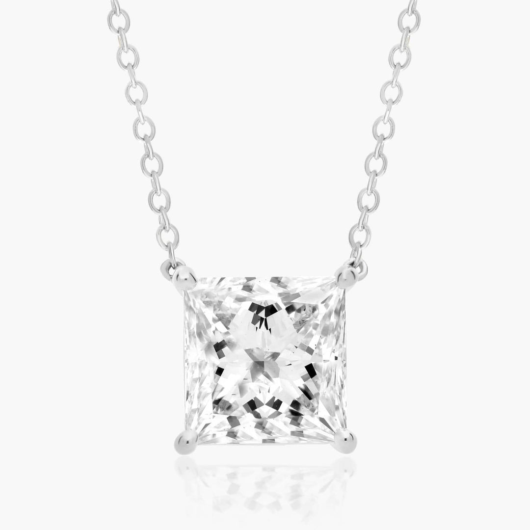 Princess Cut Lab-Grown Diamond Solitaire Pendant (0.25 to 3.00 CTW - E-F / VVS-VS)