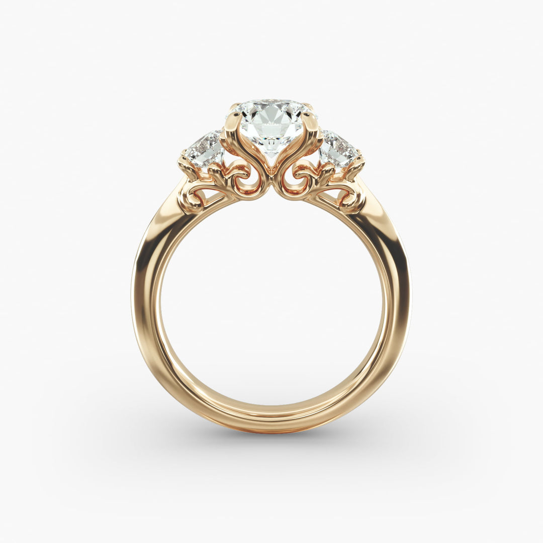 14k Gold Perfect Round Brilliant Cut Solitaire Diamond Engagement Ring