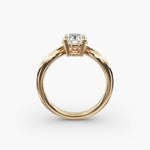 Load image into Gallery viewer, 14K Gold Round And Pear Three Stone Curved Diamond Ring
