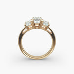 Load image into Gallery viewer, 18K Gold Emerald And Round Shape Three Stone Engagement Ring
