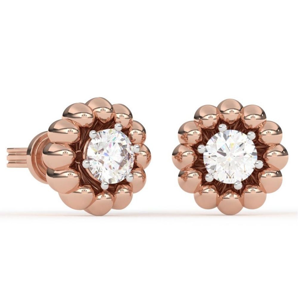 Flower Lab Grown Diamond Earrings 0.93 CTW in 10K 14K 18K White Yellow Rose Gold