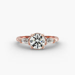 Load image into Gallery viewer, 10K Gold Round With Tapered Baguette Diamond Engagement Ring
