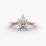 Load image into Gallery viewer, 14K Gold Round And Pear Three Stone Curved Diamond Ring
