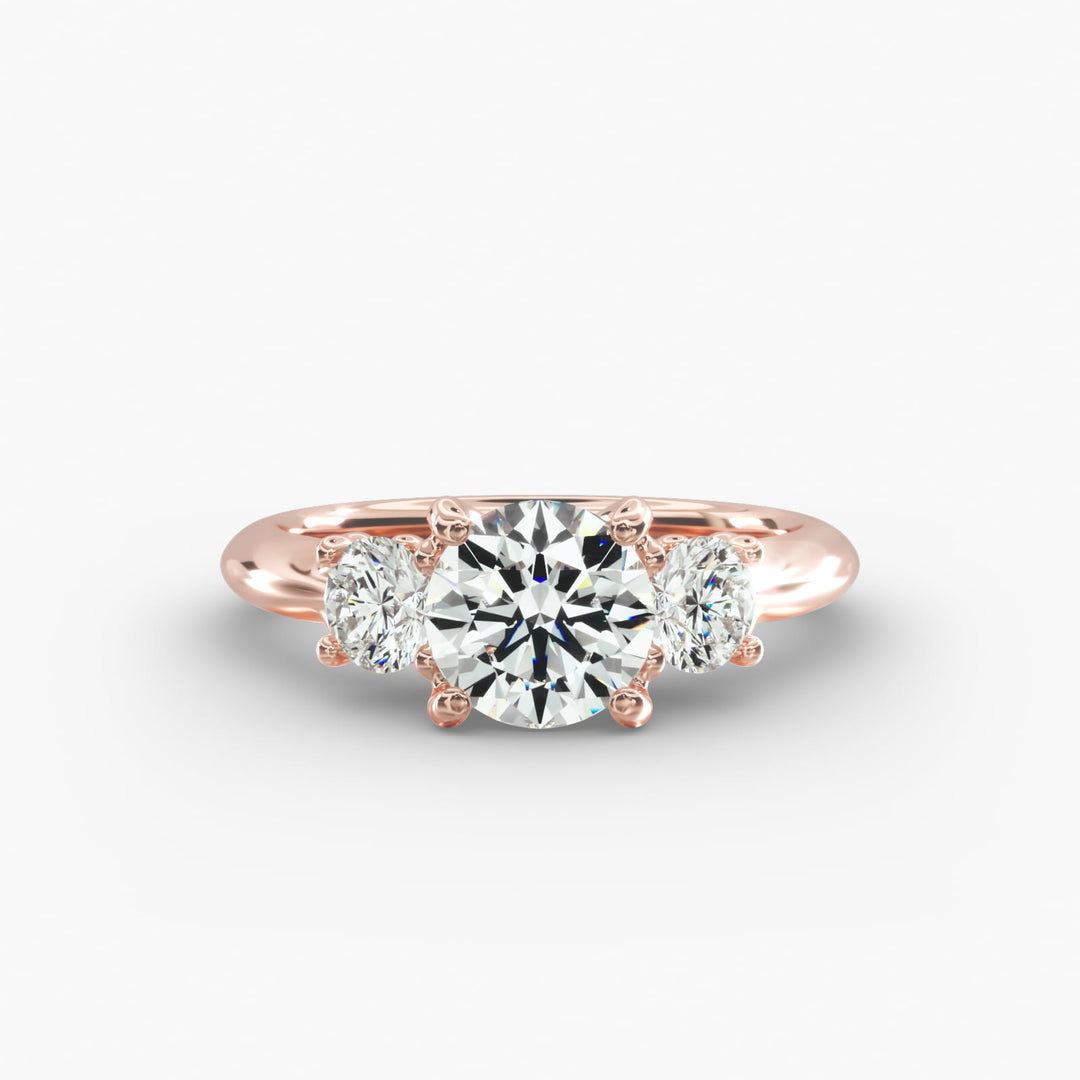 14k Gold Perfect Round Brilliant Cut Solitaire Diamond Engagement Ring