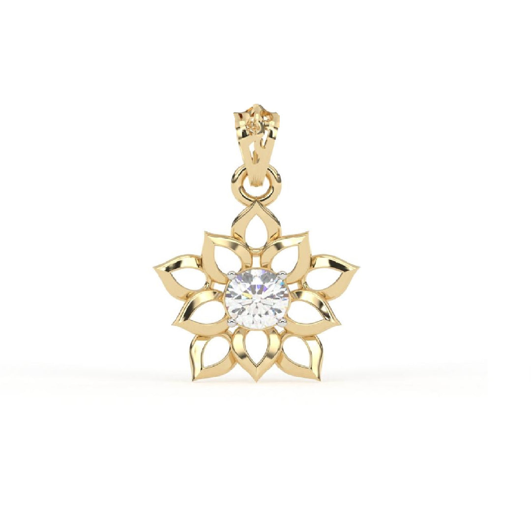 0.47 CT Lab-Grown Diamond Flower Pendant Necklace | Solid Gold | Elegant Floral Design