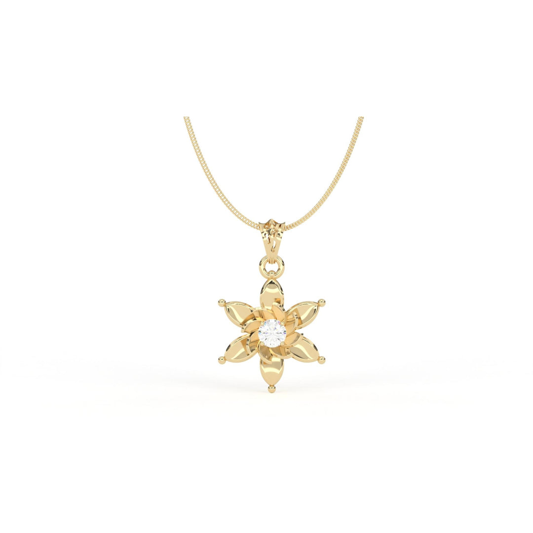 0.24 CT Lab-Grown Diamond Rose & Star Pendant Necklace | Solid Gold | Elegant Design