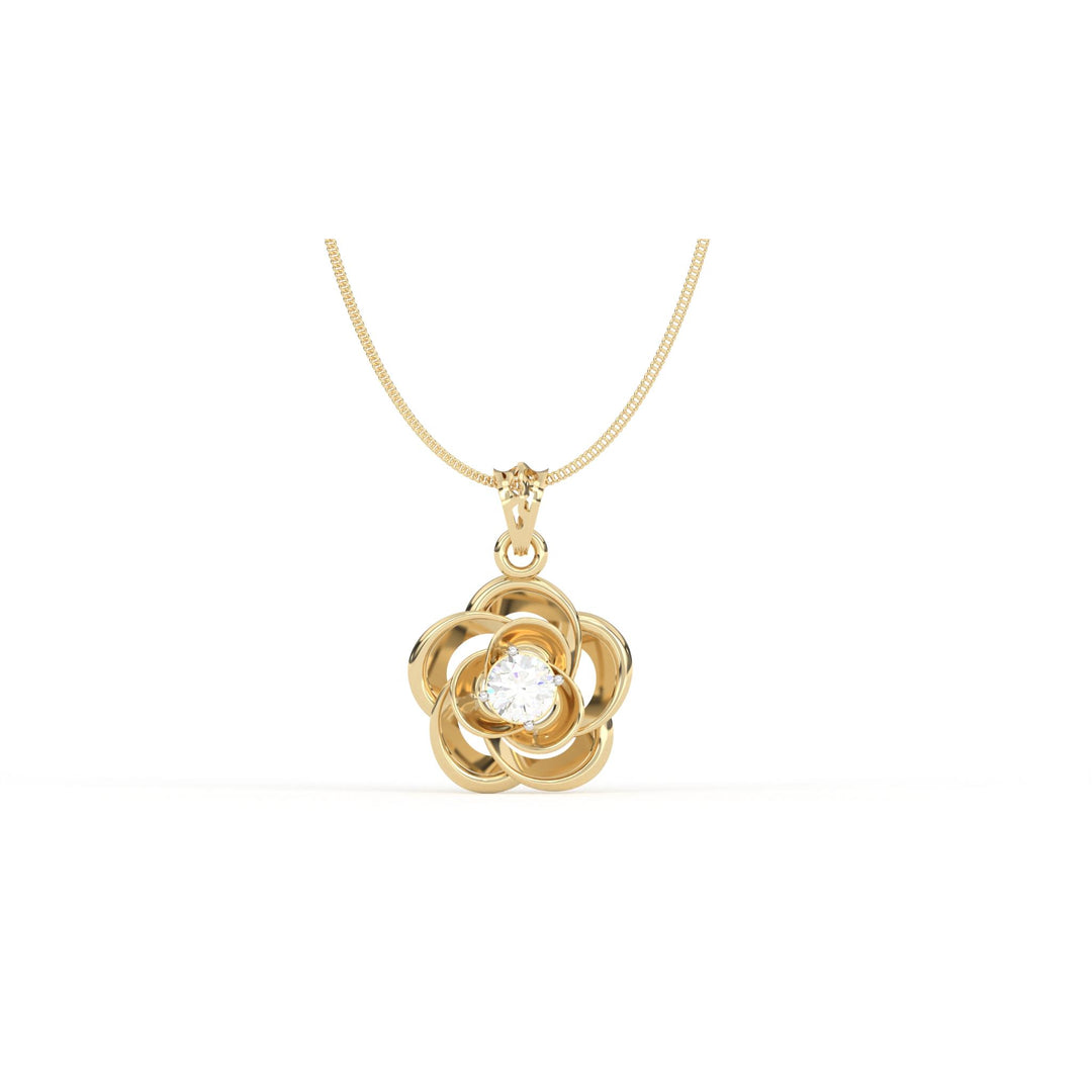 0.44 CT Lab-Grown Diamond Rose Pendant Necklace | Solid Gold | Elegant Floral Design