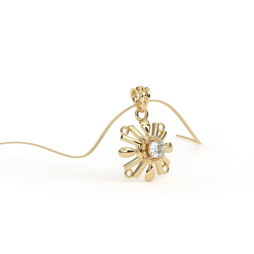 0.22 CT Round Lab-Grown Diamond Floral Pendant Necklace | Solid Gold | Delicate Petal Design