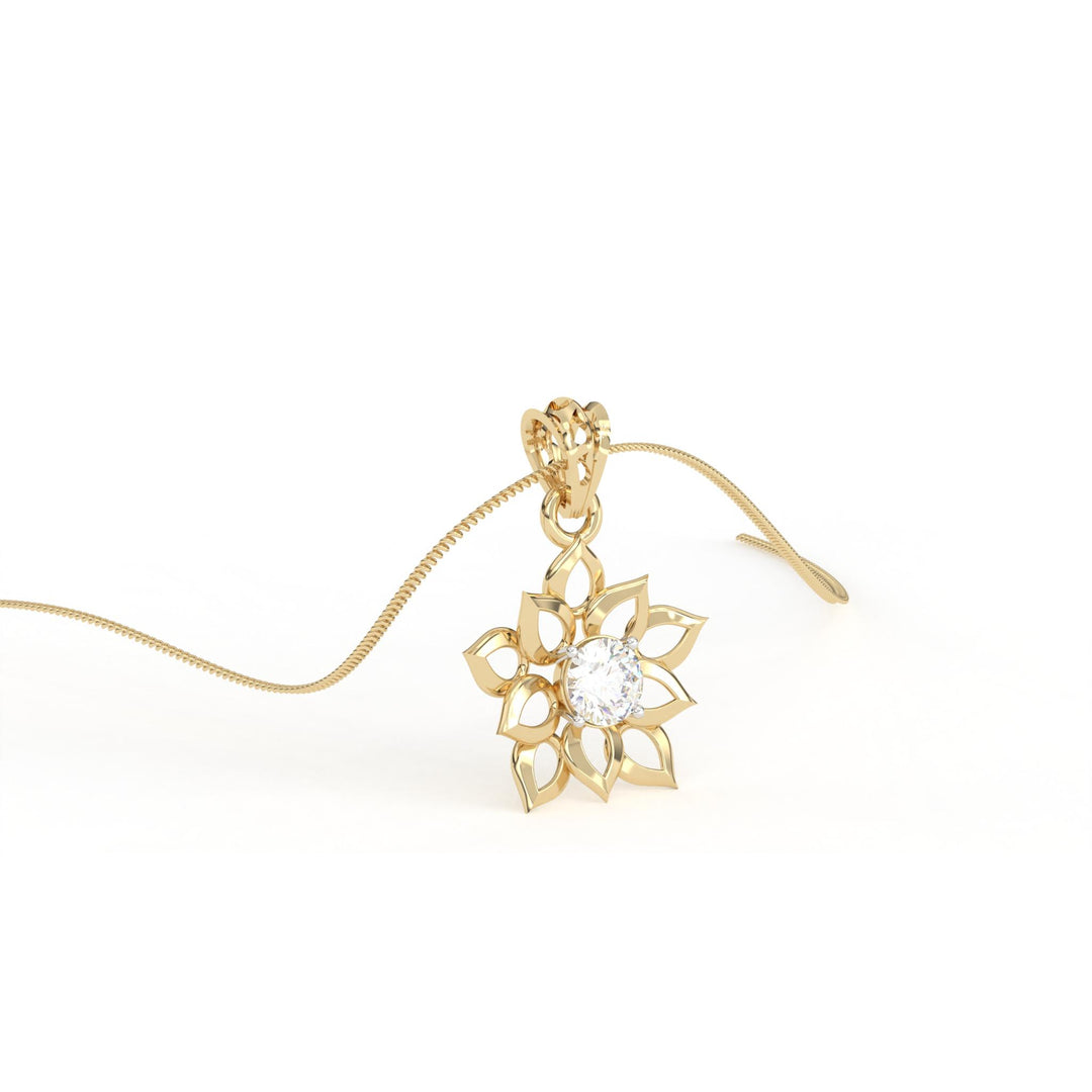 0.47 CT Lab-Grown Diamond Flower Pendant Necklace | Solid Gold | Elegant Floral Design