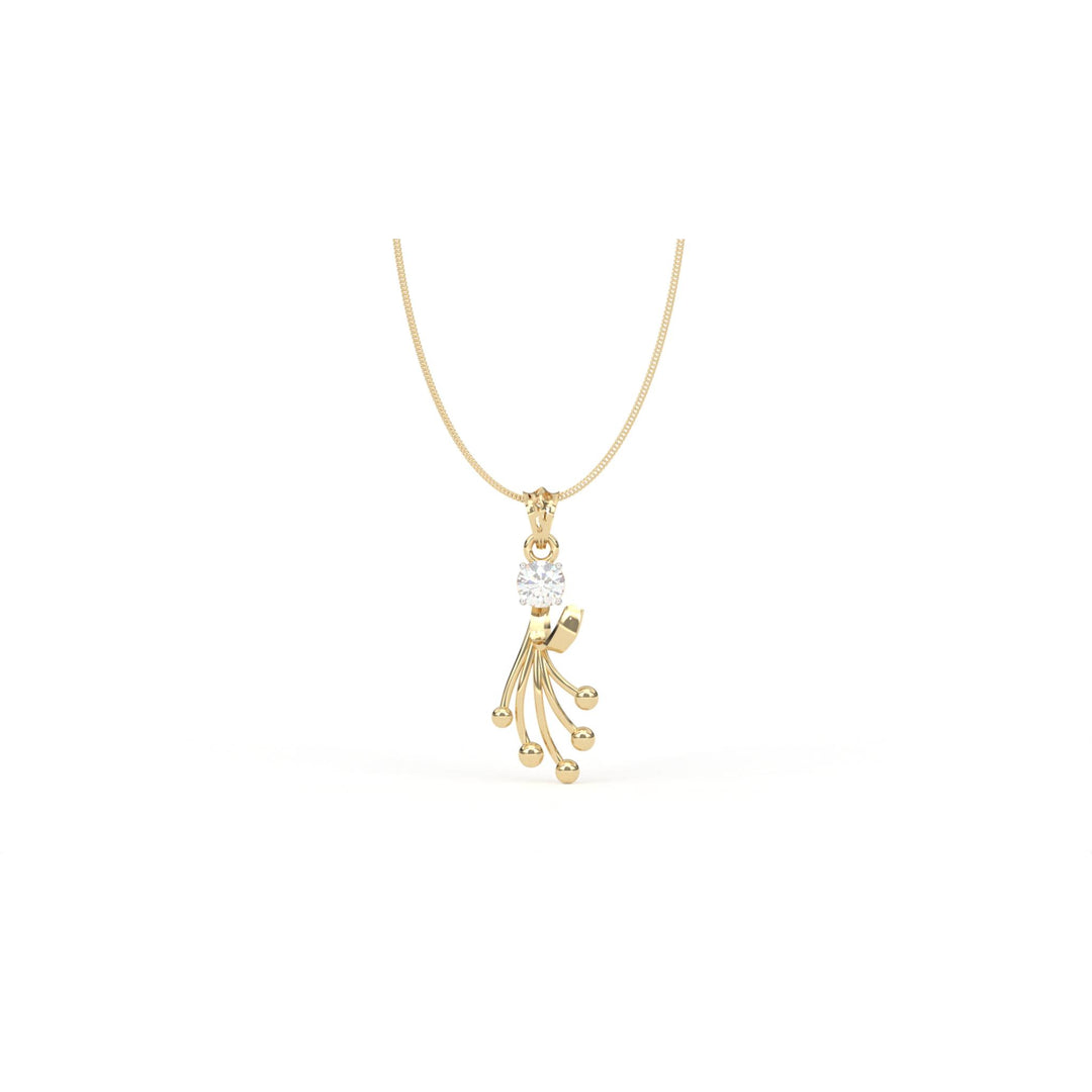 0.47 CT Lab-Grown Diamond Unique-Line Ball Pendant Necklace | Solid Gold | Modern Design