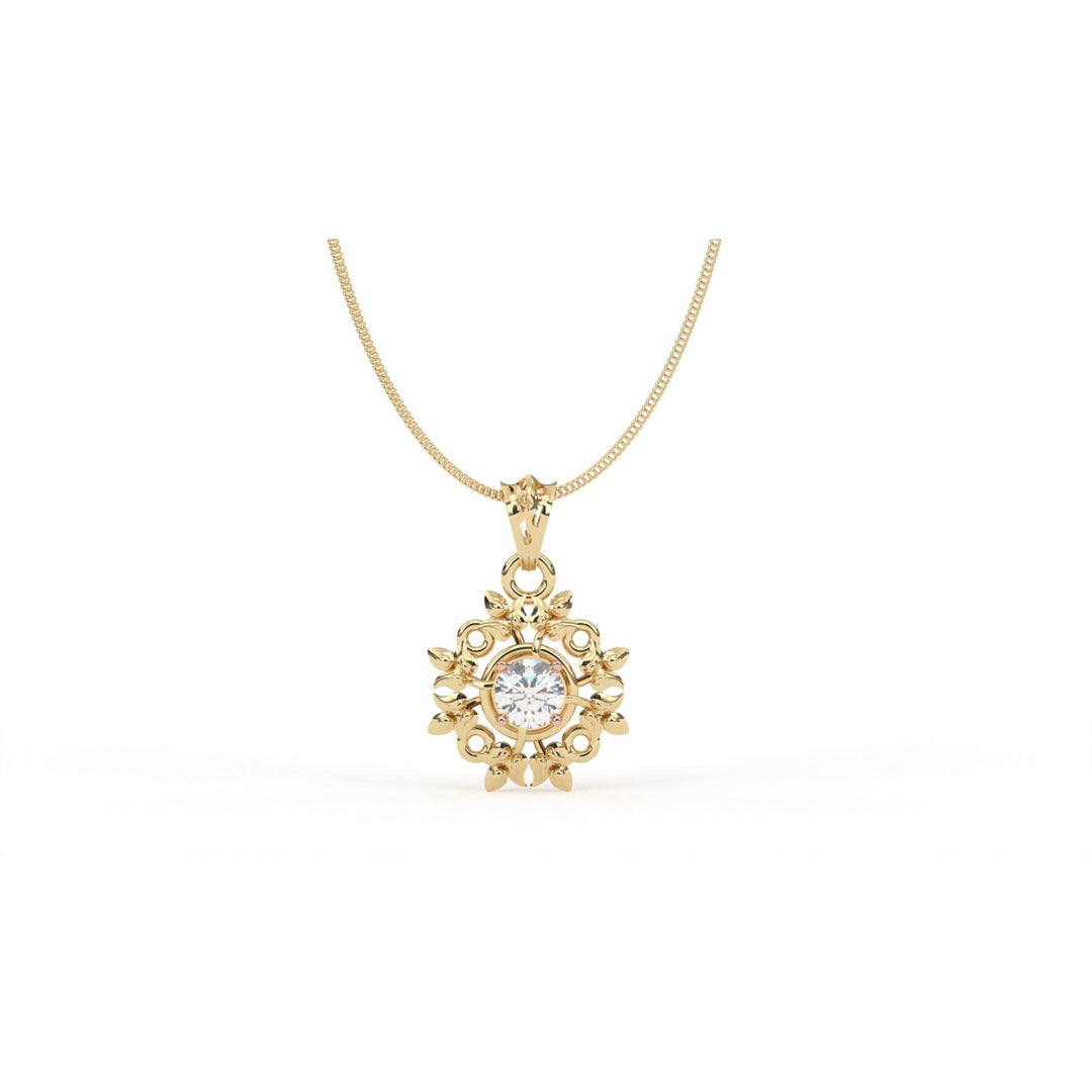 0.47 CT Lab-Grown Diamond Leaf Pendant Necklace | Solid Gold | Elegant Nature-Inspired Design