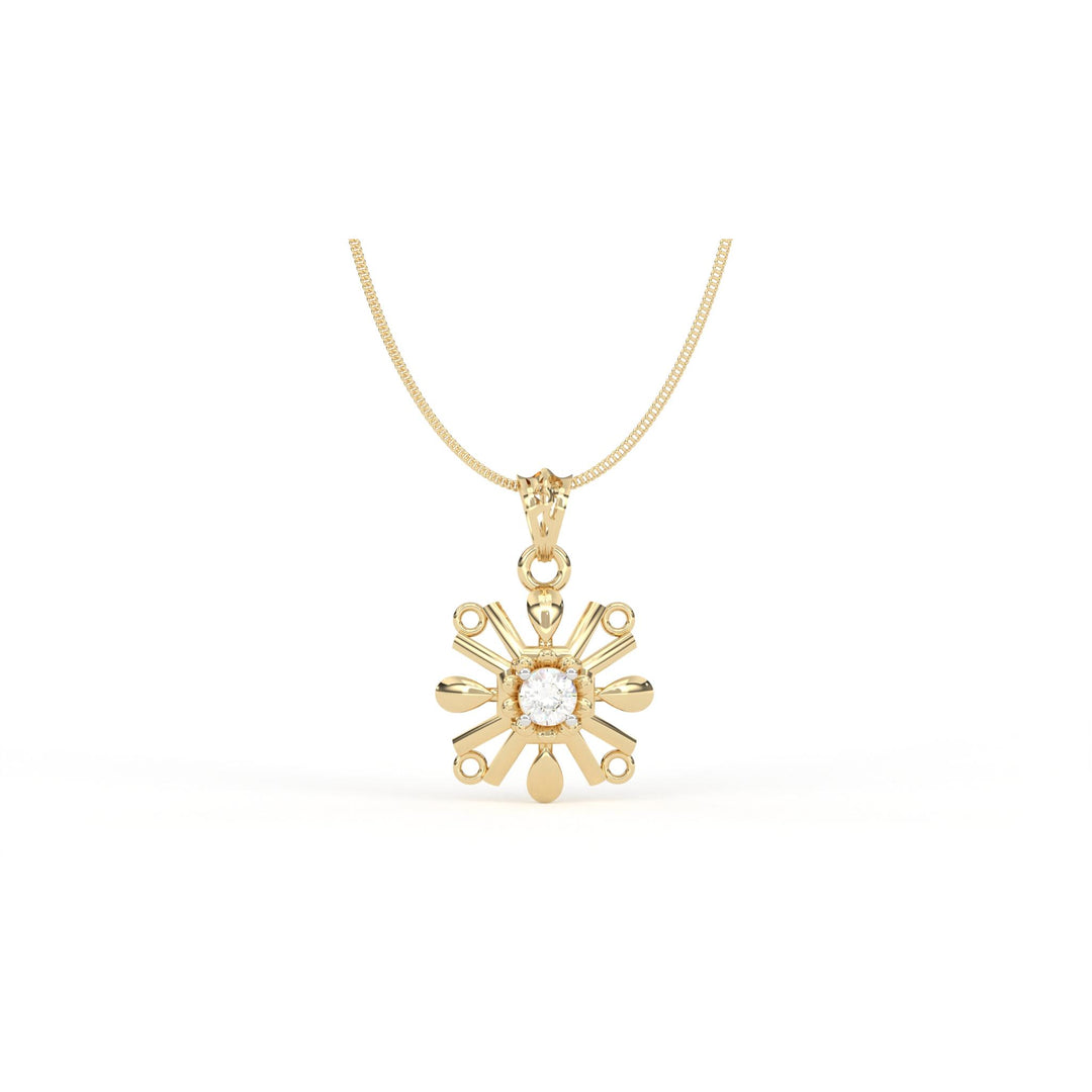 0.22 CT Round Lab-Grown Diamond Floral Pendant Necklace | Solid Gold | Delicate Petal Design