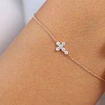 Load image into Gallery viewer, Round Cut Lab-Grown Diamond Cross Bracelet – Solid Gold, IGI Certified
