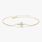Round Cut Lab-Grown Diamond Cross Bracelet – Solid Gold, IGI Certified